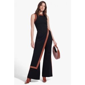 NWT Staud Milo Pant Black Whiskey Size Small Flare Contrast Ponte